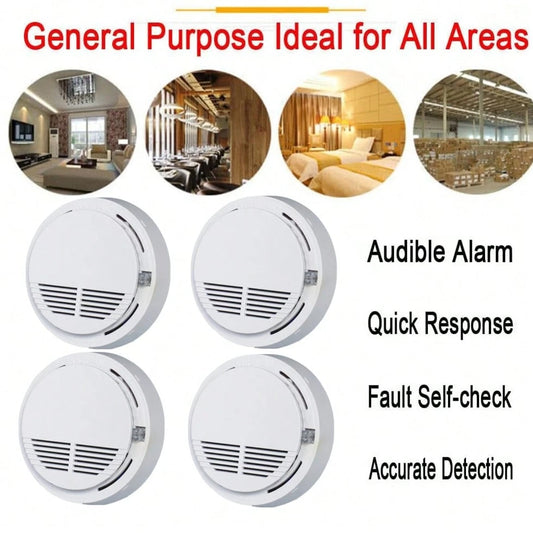 4pcs Household Kitchen Or Office Gas Detection Alarm, Fire Detector Wireless Installation, Suitable For Multiple Places Such As Kitchen, Home, School, Office And Dining Room