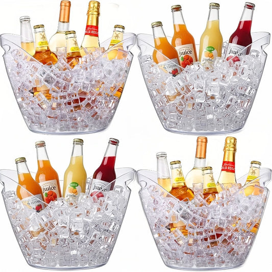 4PCS Large Ice Buckets, 8000ML/272oz Capacity, Transparent Acrylic Beverage Cooler Plastic Ice Drink Bucket, Champagne Bottle Ice Bucket, Wine Cooler Bucket, Party BBQ Picnic Home Bar Beverage Bucket