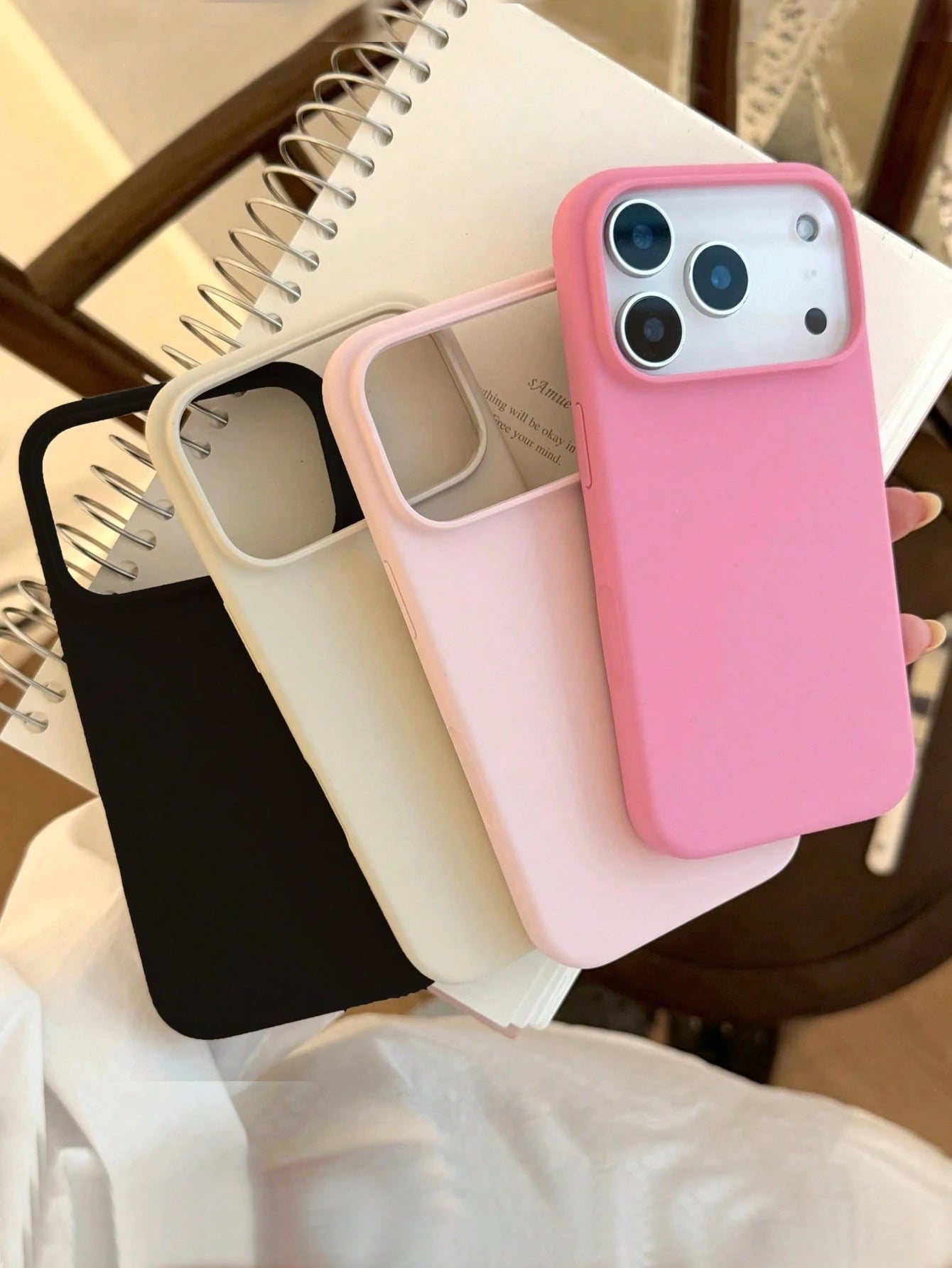 4pcs Phone Case Set, Black + Pink + Rose Red + White, Dopamine Matte 4pcs Phone Case Set Compatible With 17 Pro Max/17 Pro/17/16 Pro Max/16/16 Pro/16 Plus/15/15 Pro Max/15 Pro/15 Plus/11/12/13/14 Pro