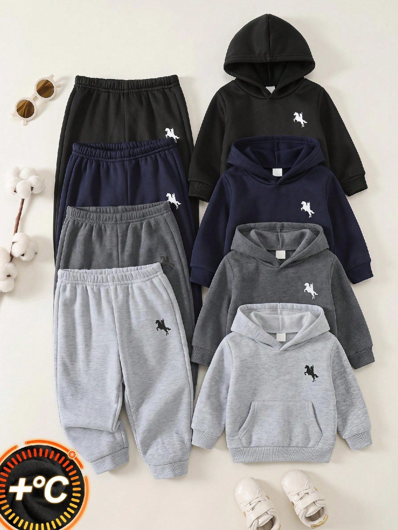 4pcs/Set Baby Boy Autumn/Winter Fleece Lined Cute Casual Versatile Minimalist Print Pattern Long Pants All-Match Pants Multi-Piece Set Kids Sweatpants Boy Joggers