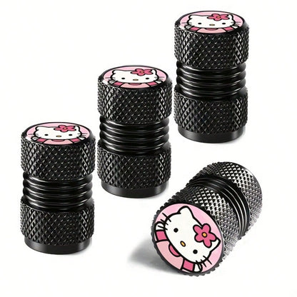 4pcs/Set Creative Sanrio Hello Kitty Tire Valve Caps KT01, Car Tire Valve Cap Cover Valve Cap Plated Tire Cover For Auto Motorcycles Trucks Bikes, Enhanced Grip & Durability, Auto Wheel Additions, Tir