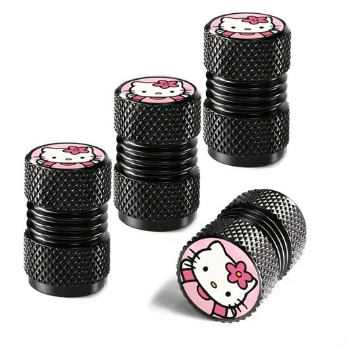 4pcs/Set Creative Sanrio Hello Kitty Tire Valve Caps KT01, Car Tire Valve Cap Cover Valve Cap Plated Tire Cover For Auto Motorcycles Trucks Bikes, Enhanced Grip & Durability, Auto Wheel Additions, Tir