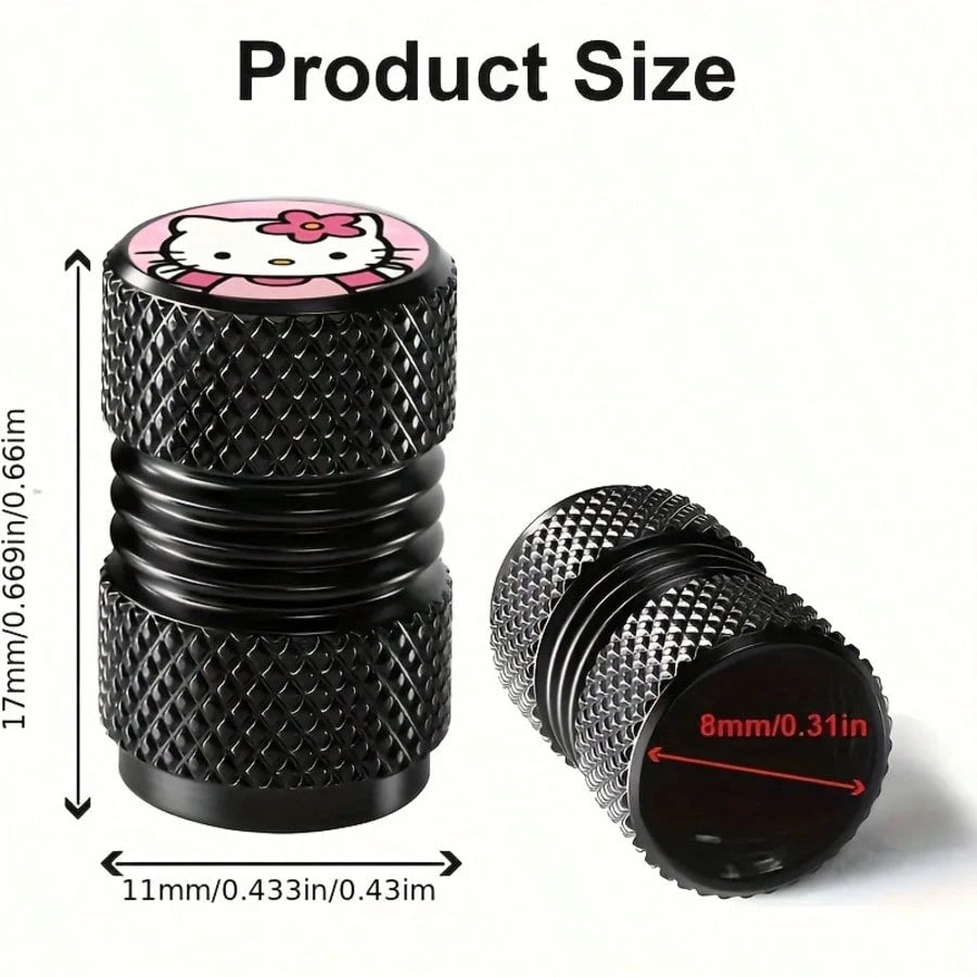 4pcs/Set Creative Sanrio Hello Kitty Tire Valve Caps KT01, Car Tire Valve Cap Cover Valve Cap Plated Tire Cover For Auto Motorcycles Trucks Bikes, Enhanced Grip & Durability, Auto Wheel Additions, Tir