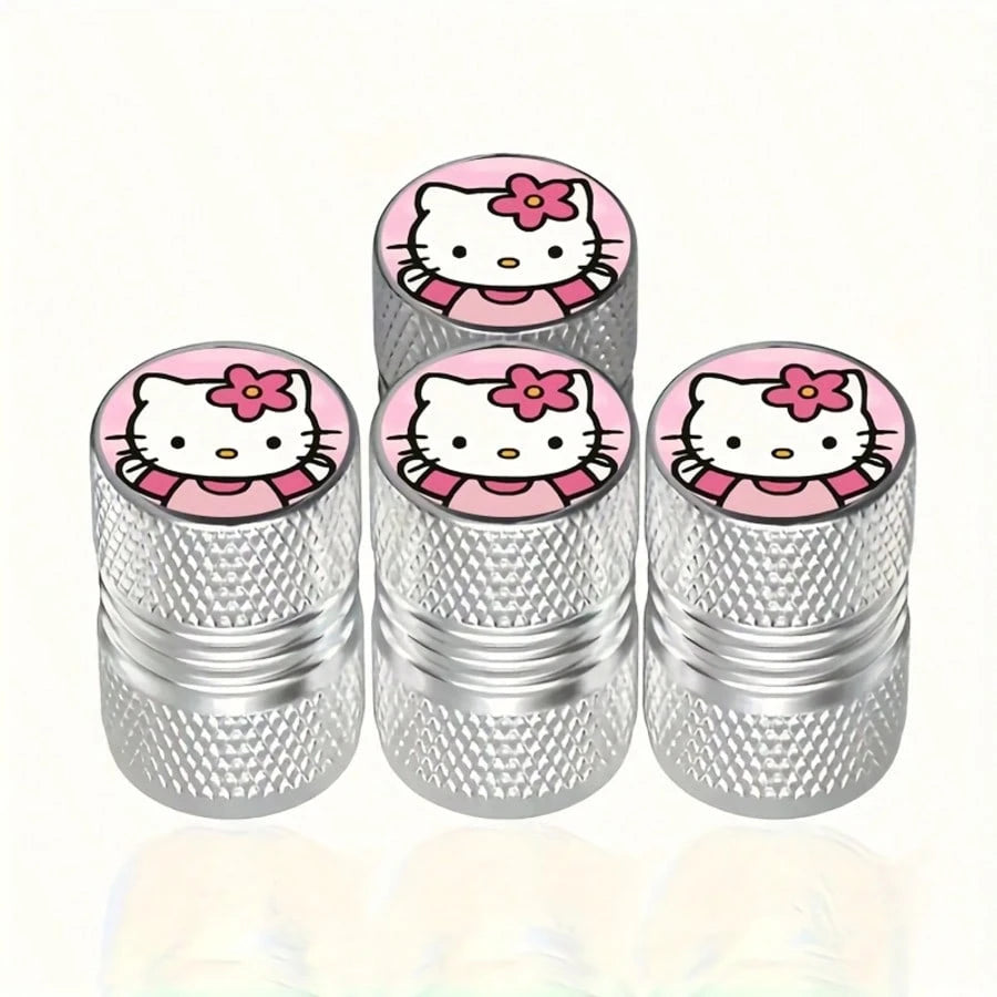 4pcs/Set Creative Sanrio Hello Kitty Tire Valve Caps KT01, Car Tire Valve Cap Cover Valve Cap Plated Tire Cover For Auto Motorcycles Trucks Bikes, Enhanced Grip & Durability, Auto Wheel Additions, Tir