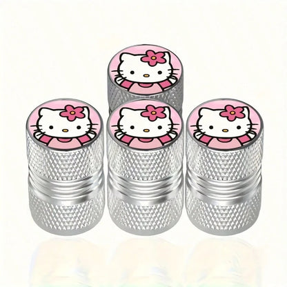 4pcs/Set Creative Sanrio Hello Kitty Tire Valve Caps KT01, Car Tire Valve Cap Cover Valve Cap Plated Tire Cover For Auto Motorcycles Trucks Bikes, Enhanced Grip & Durability, Auto Wheel Additions, Tir