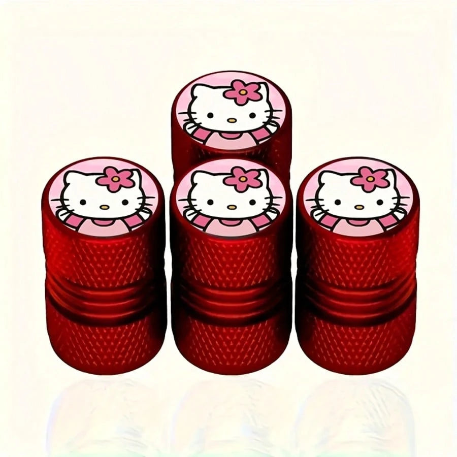 4pcs/Set Creative Sanrio Hello Kitty Tire Valve Caps KT01, Car Tire Valve Cap Cover Valve Cap Plated Tire Cover For Auto Motorcycles Trucks Bikes, Enhanced Grip & Durability, Auto Wheel Additions, Tir