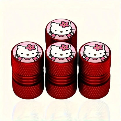 4pcs/Set Creative Sanrio Hello Kitty Tire Valve Caps KT01, Car Tire Valve Cap Cover Valve Cap Plated Tire Cover For Auto Motorcycles Trucks Bikes, Enhanced Grip & Durability, Auto Wheel Additions, Tir