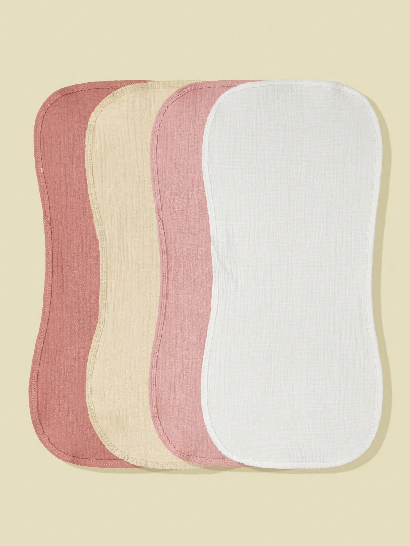 4pcs/Set Newborn Baby Burp Cloths, Soft Absorbent Plain & Pink Color Bibs, Essential Daily Necessities For All Seasons