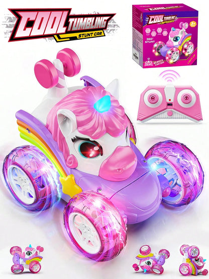 4WD 360° Stunt Remote Control Car With LED Lights, 2.4GHz Electric Toy Car, Gift For Girls Aged 3-6