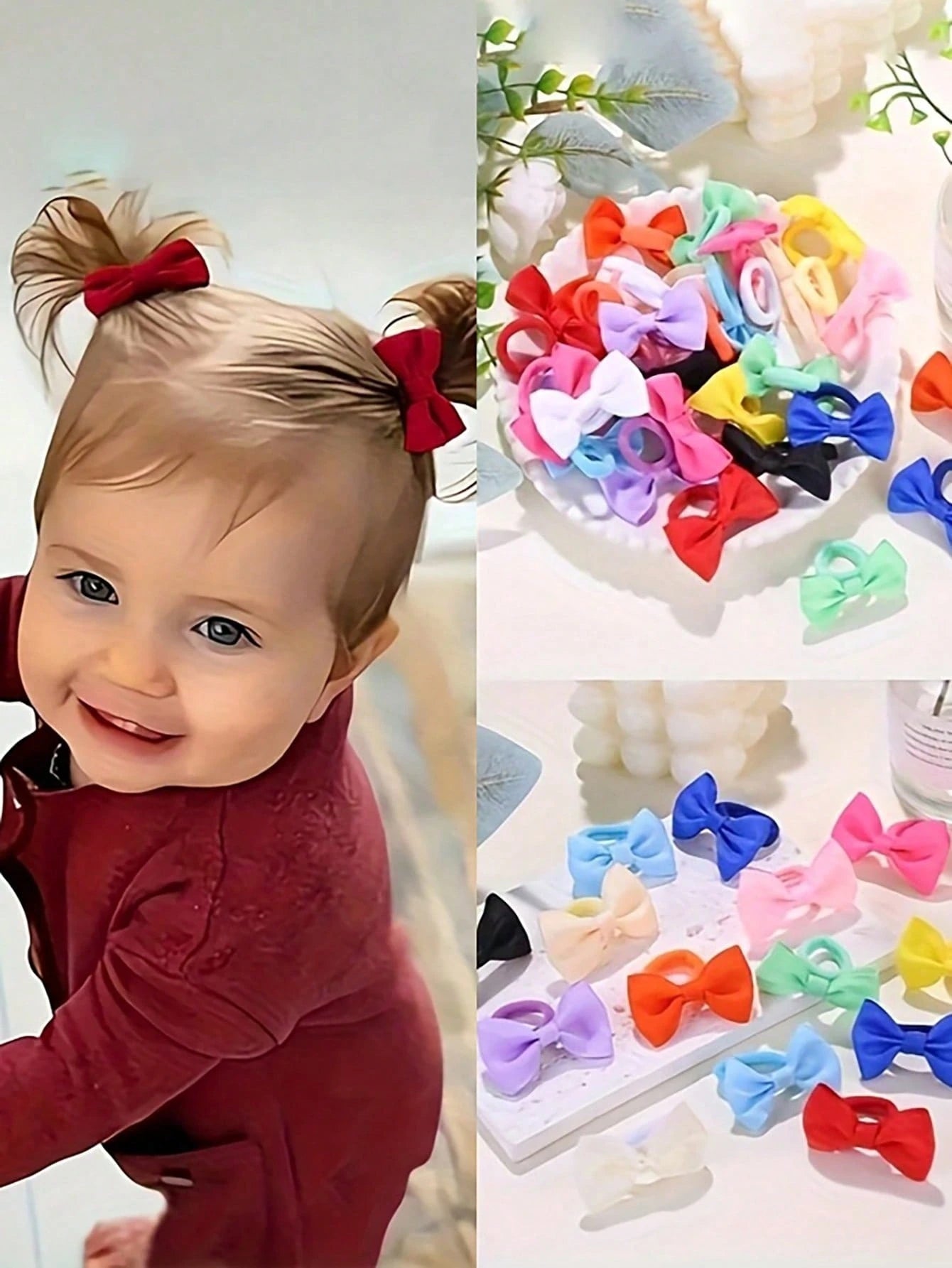 5/30/60pcs Baby Elastic Hair Bands- Soft Pastel And Bright Colors- Non-Slip Hair Ties Suitable For Toddlers, Birthday Parties, Halloween, Spring Festival- Light Beige For Sensitive Skin- Daily And