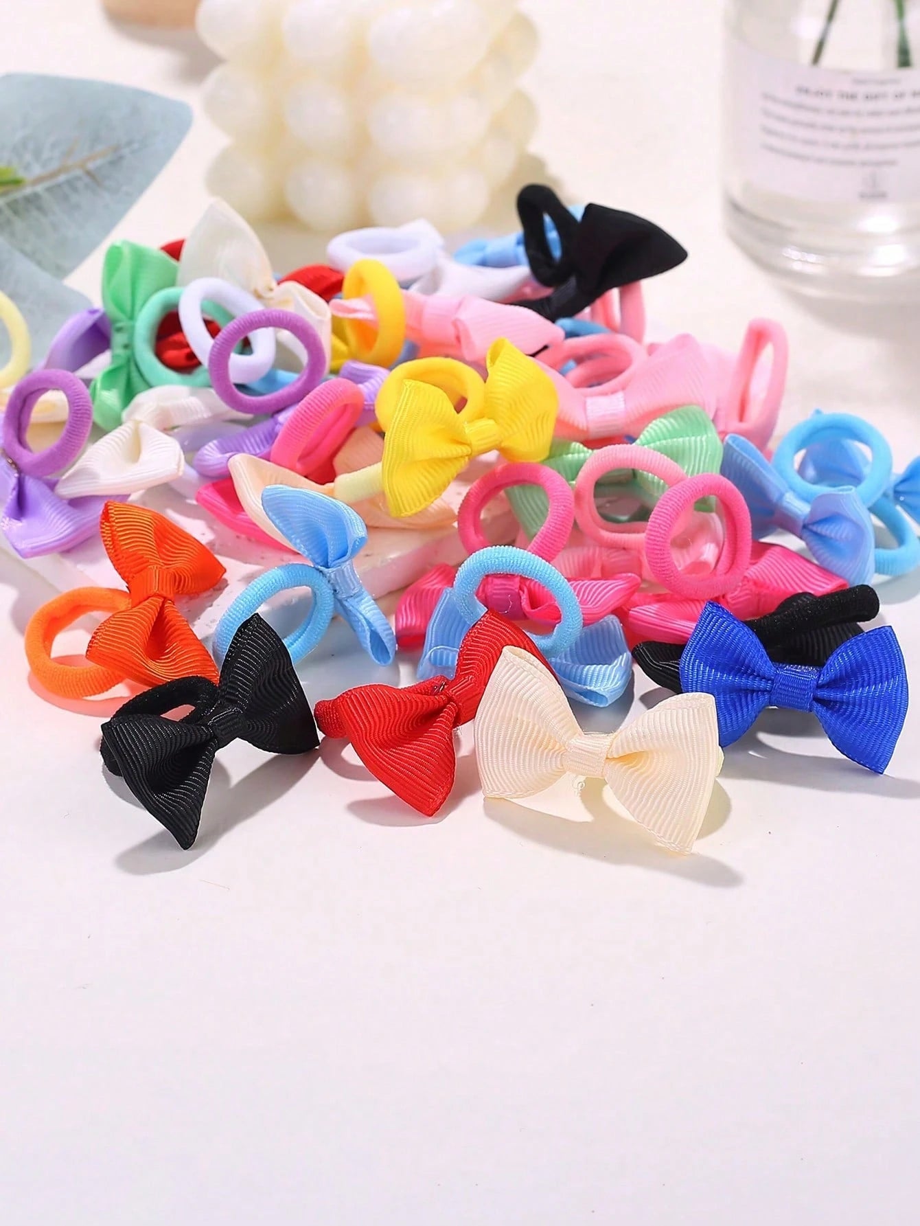 5/30/60pcs Baby Elastic Hair Bands- Soft Pastel And Bright Colors- Non-Slip Hair Ties Suitable For Toddlers, Birthday Parties, Halloween, Spring Festival- Light Beige For Sensitive Skin- Daily And