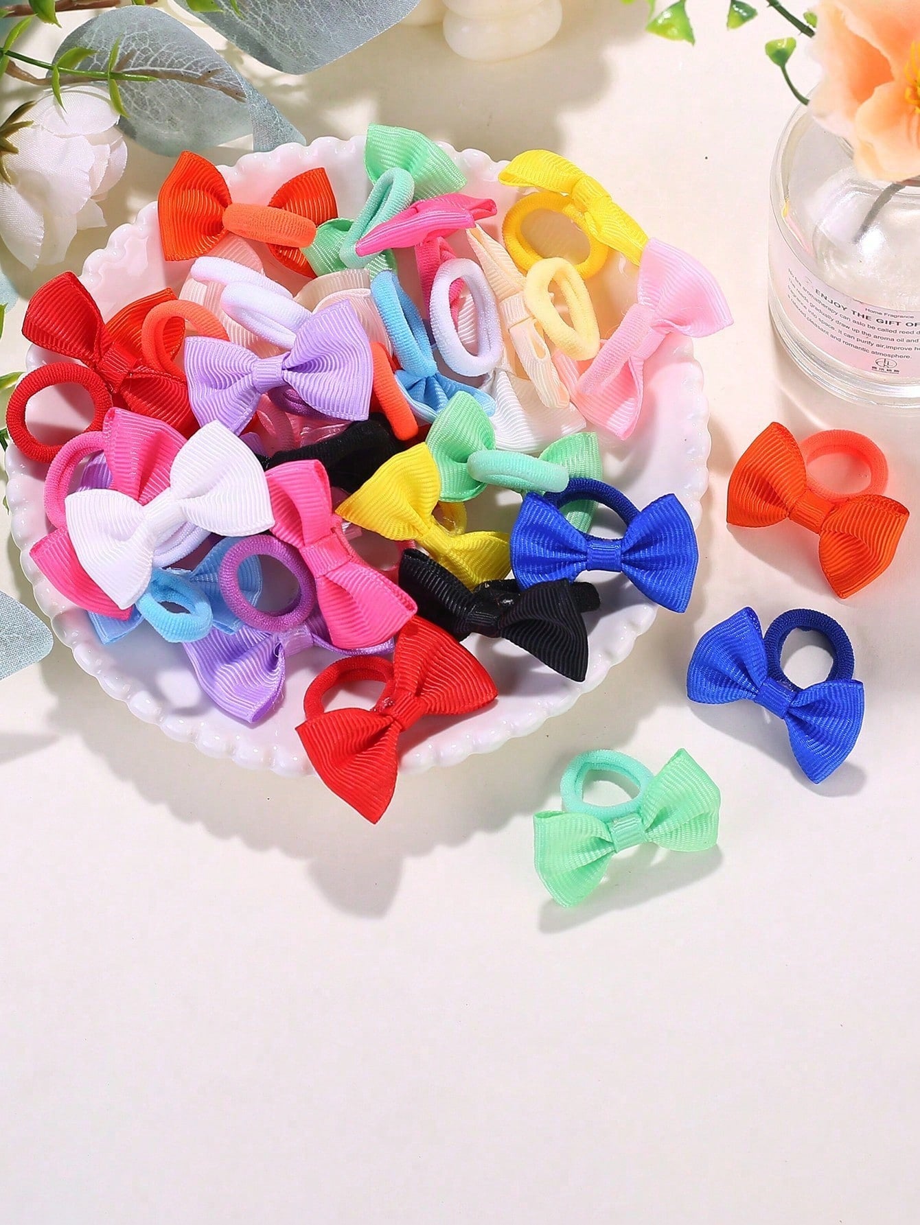 5/30/60pcs Baby Elastic Hair Bands- Soft Pastel And Bright Colors- Non-Slip Hair Ties Suitable For Toddlers, Birthday Parties, Halloween, Spring Festival- Light Beige For Sensitive Skin- Daily And