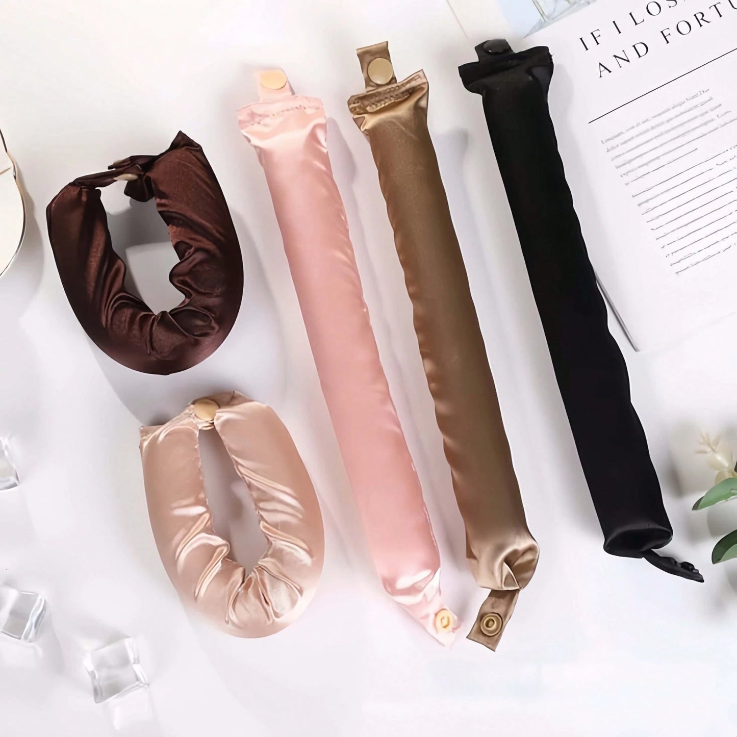 5/4pcs No Heat Curling Rods, Slouchy Hair Curler, Silk Scrunchies, Sleeping Elastic Hair Bands, Long Hair Soft Curling Tools, Manual Styling Accessories, Sleep Curling Tools, Suitable For Valentine's