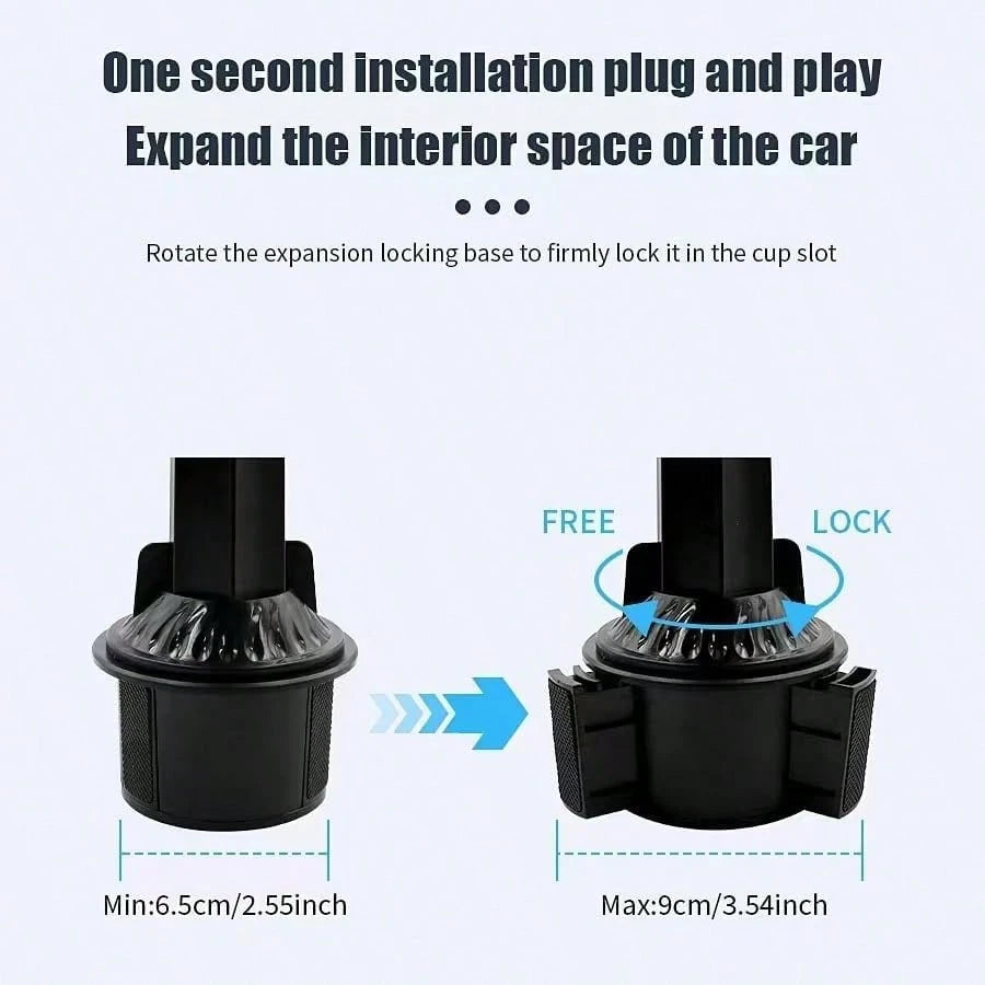 5 In 1 Car Cup Holder Expander With Phone Holder & 2 Food Table Tray & 2 Cup Holder For Drink/Snacks/Humburgers