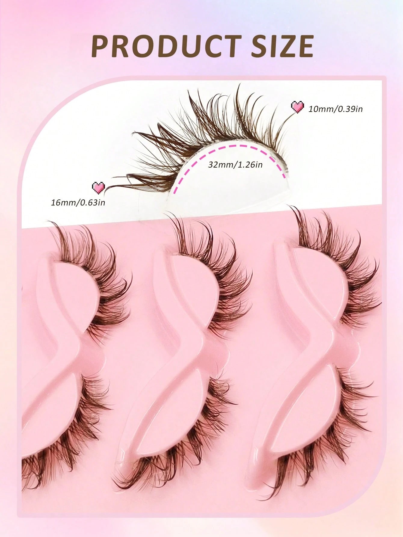 5 Pairs Brown Wet Look Cat Eye False Eyelashes, Transparent Band Fox Eye Lashes, Brown Faux Mink Cross Fluffy Striped Natural Spiky Lash Extensions For Makeup