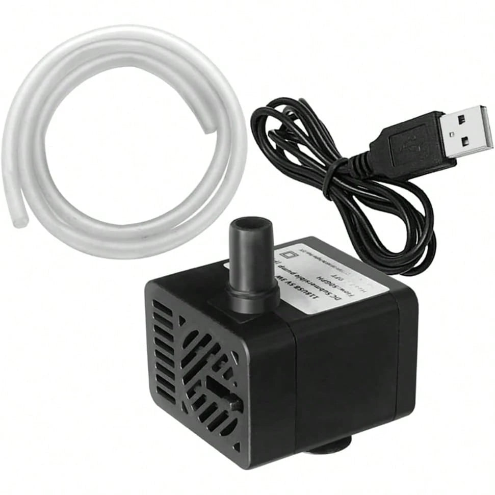 50 Gallon/Hour Mini Submersible Pump, USB Powered, Small Fountain Pump (5V 200L/H), With 1M Tubing And Flow Rate Adjustment, Suitable For Water Features, Aquariums, Fish Tanks, Desktop Fountains, Pet