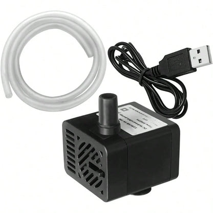 50 Gallon/Hour Mini Submersible Pump, USB Powered, Small Fountain Pump (5V 200L/H), With 1M Tubing And Flow Rate Adjustment, Suitable For Water Features, Aquariums, Fish Tanks, Desktop Fountains, Pet