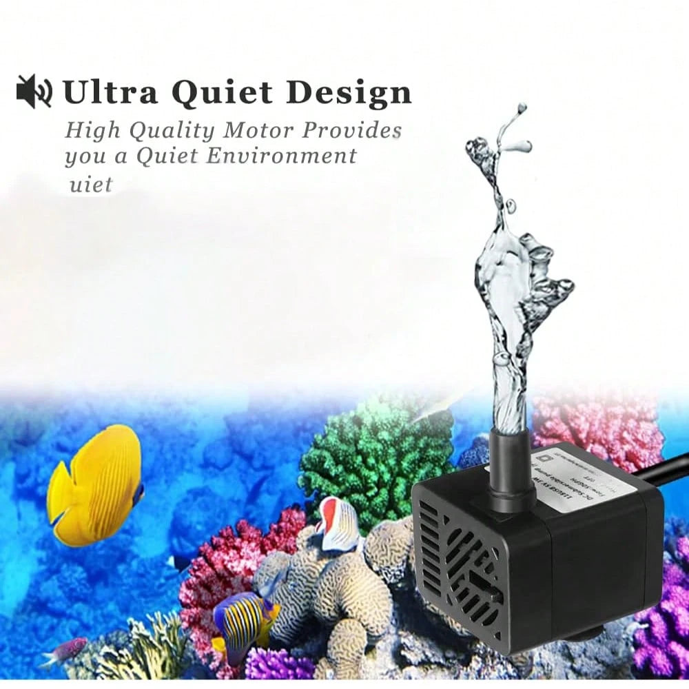 50 Gallon/Hour Mini Submersible Pump, USB Powered, Small Fountain Pump (5V 200L/H), With 1M Tubing And Flow Rate Adjustment, Suitable For Water Features, Aquariums, Fish Tanks, Desktop Fountains, Pet