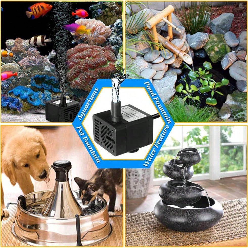 50 Gallon/Hour Mini Submersible Pump, USB Powered, Small Fountain Pump (5V 200L/H), With 1M Tubing And Flow Rate Adjustment, Suitable For Water Features, Aquariums, Fish Tanks, Desktop Fountains, Pet
