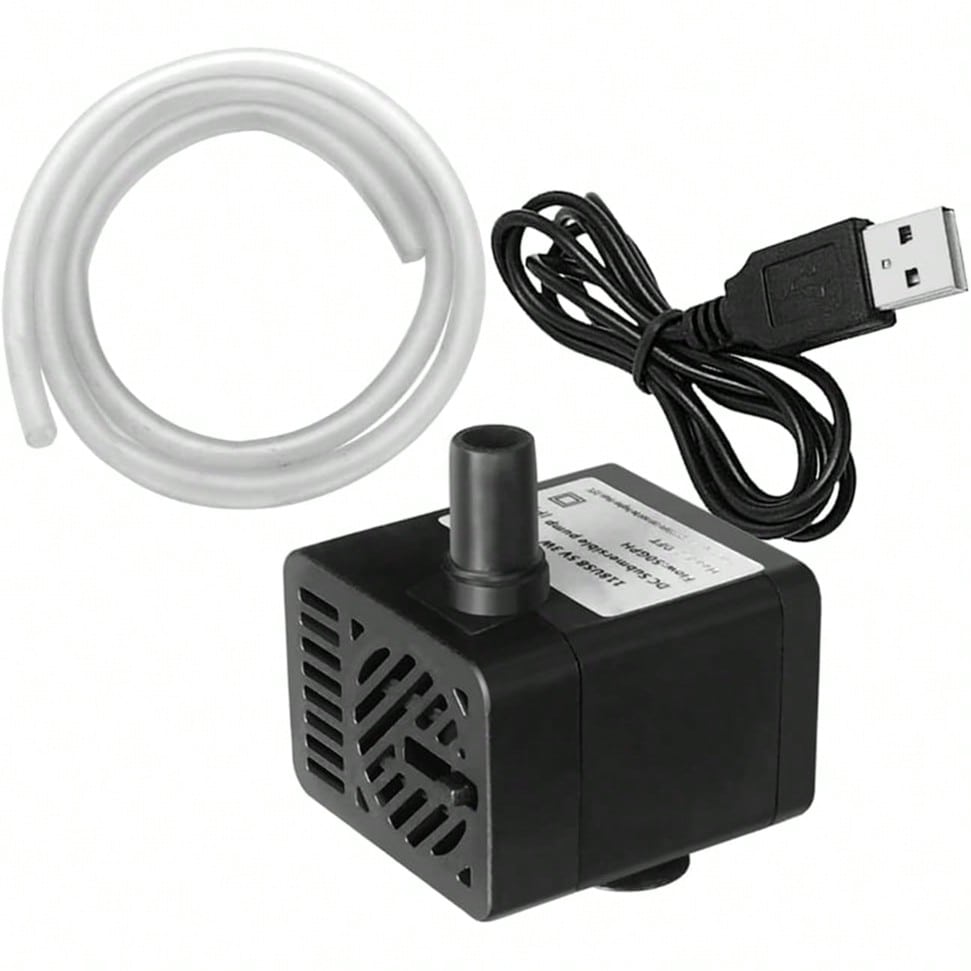 50 Gallon/Hour Mini Submersible Pump, USB Powered, Small Fountain Pump (5V 200L/H), With 1M Tubing And Flow Rate Adjustment, Suitable For Water Features, Aquariums, Fish Tanks, Desktop Fountains, Pet
