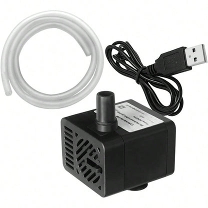 50 Gallon/Hour Mini Submersible Pump, USB Powered, Small Fountain Pump (5V 200L/H), With 1M Tubing And Flow Rate Adjustment, Suitable For Water Features, Aquariums, Fish Tanks, Desktop Fountains, Pet