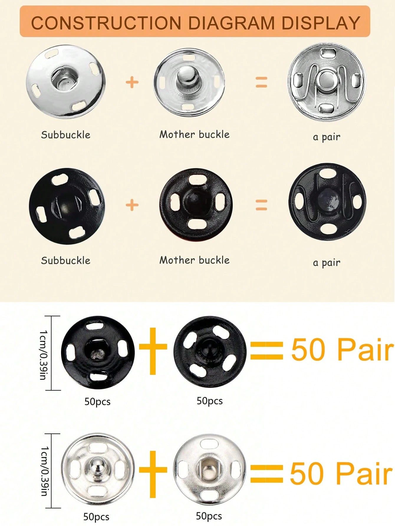 50 Pair 10 Mm Sewing Snaps,Sew-On Snap, Metal Snaps Fasteners Press Studs Buttons,Sewing Clothing Button,For Suit, Jacket, Jeans, Shirt Diy Craft,DIY Making Craft Bag Purse Buckle Accessories Replacem