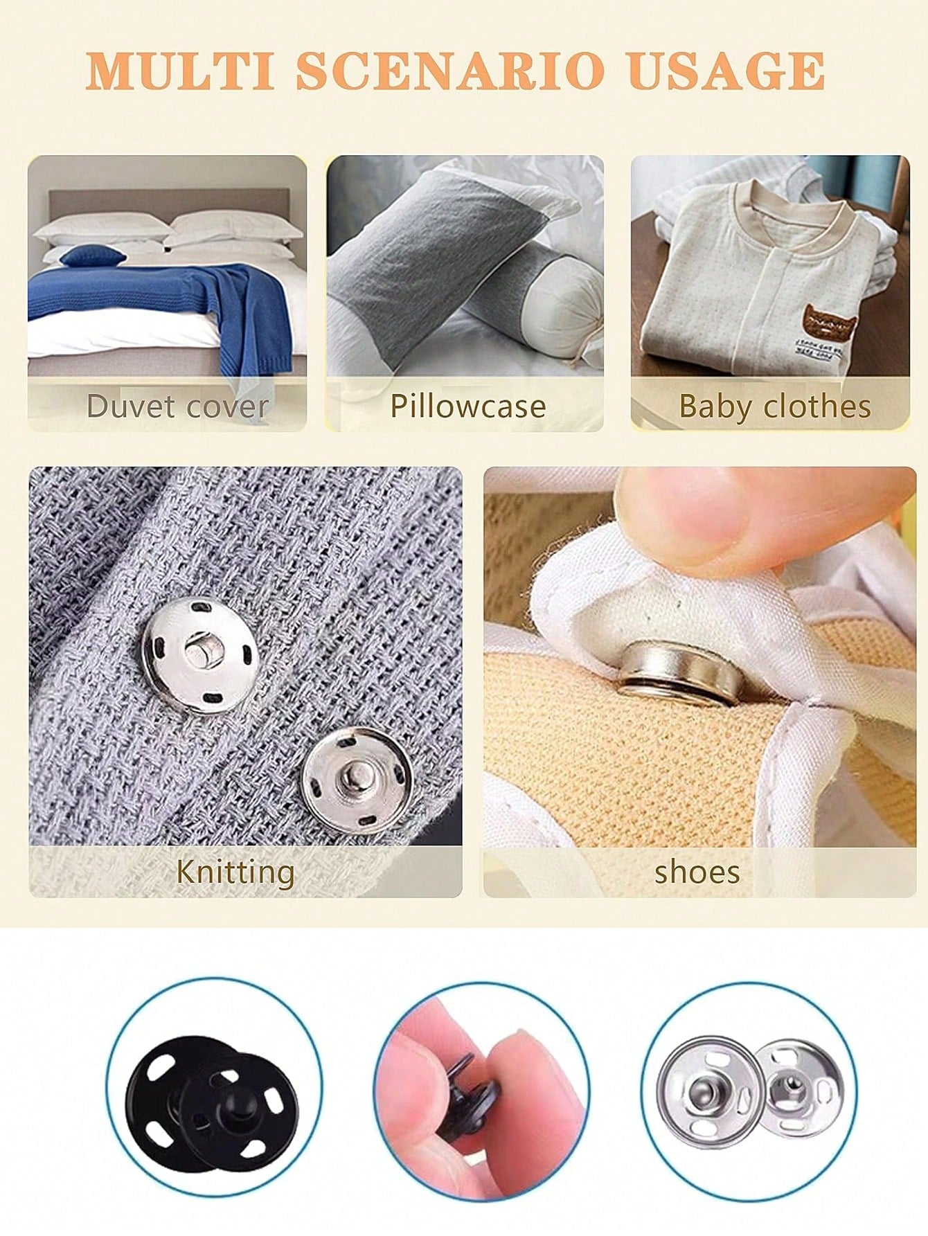 50 Pair 10 Mm Sewing Snaps,Sew-On Snap, Metal Snaps Fasteners Press Studs Buttons,Sewing Clothing Button,For Suit, Jacket, Jeans, Shirt Diy Craft,DIY Making Craft Bag Purse Buckle Accessories Replacem