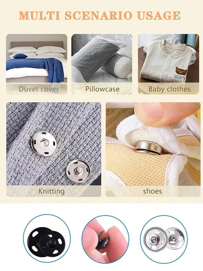 50 Pair 10 Mm Sewing Snaps,Sew-On Snap, Metal Snaps Fasteners Press Studs Buttons,Sewing Clothing Button,For Suit, Jacket, Jeans, Shirt Diy Craft,DIY Making Craft Bag Purse Buckle Accessories Replacem