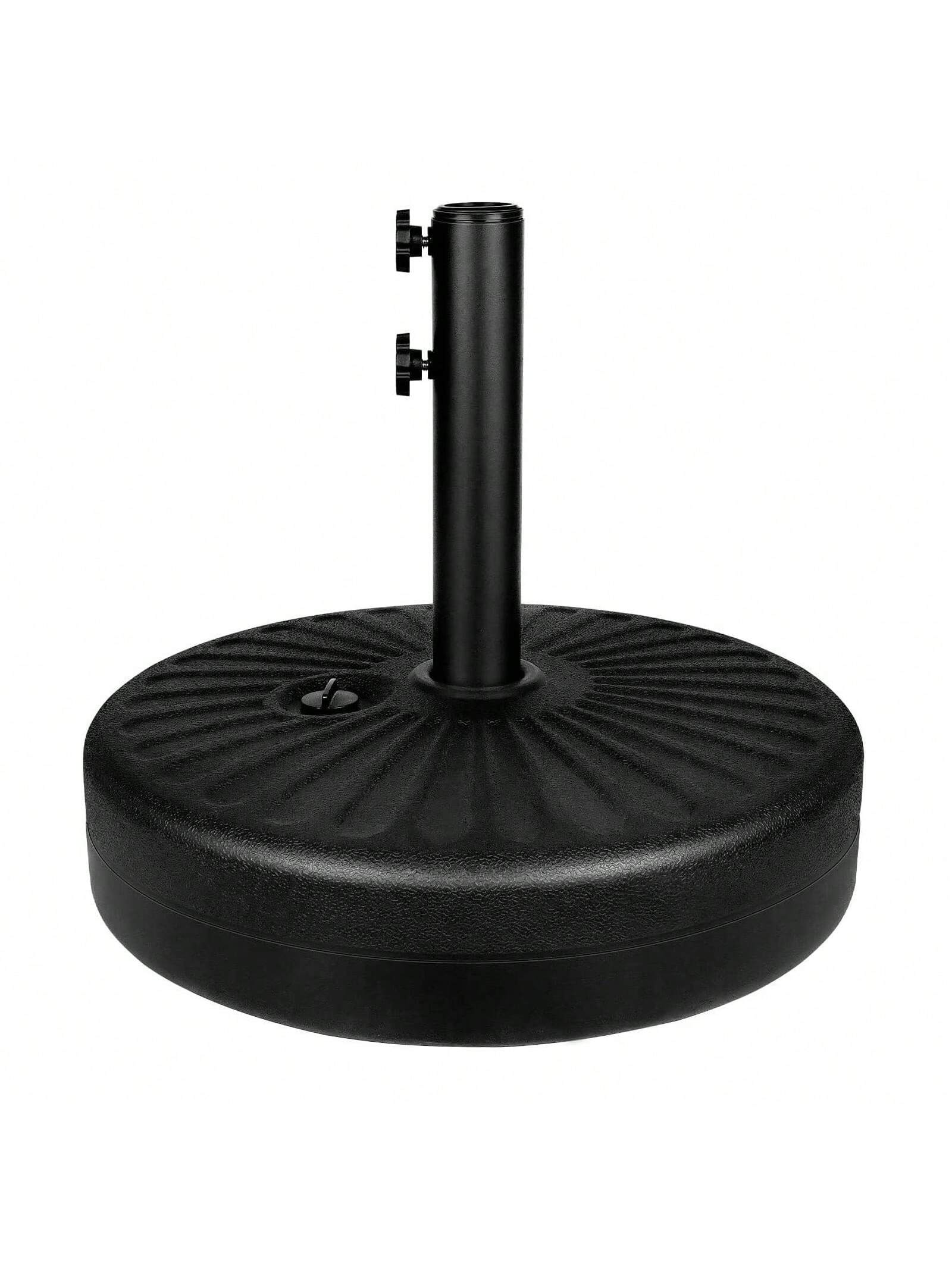 50LBS Round Umbrella Base Water Filled With Steel Umbrella Holder, Heavy Duty Fillable Umbrella Base Stand For Outdoor, Patio, Lawn, Garden (Black)