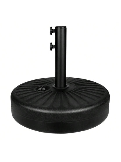 50LBS Round Umbrella Base Water Filled With Steel Umbrella Holder, Heavy Duty Fillable Umbrella Base Stand For Outdoor, Patio, Lawn, Garden (Black)