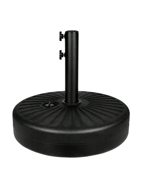 50LBS Round Umbrella Base Water Filled With Steel Umbrella Holder, Heavy Duty Fillable Umbrella Base Stand For Outdoor, Patio, Lawn, Garden (Black)