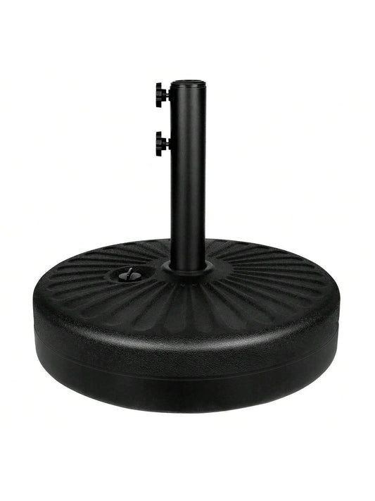 50LBS Round Umbrella Base Water Filled With Steel Umbrella Holder, Heavy Duty Fillable Umbrella Base Stand For Outdoor, Patio, Lawn, Garden (Black)