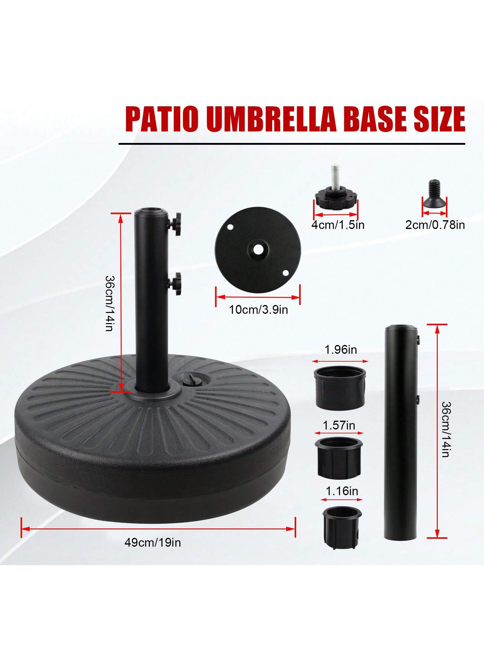 50LBS Round Umbrella Base Water Filled With Steel Umbrella Holder, Heavy Duty Fillable Umbrella Base Stand For Outdoor, Patio, Lawn, Garden (Black)