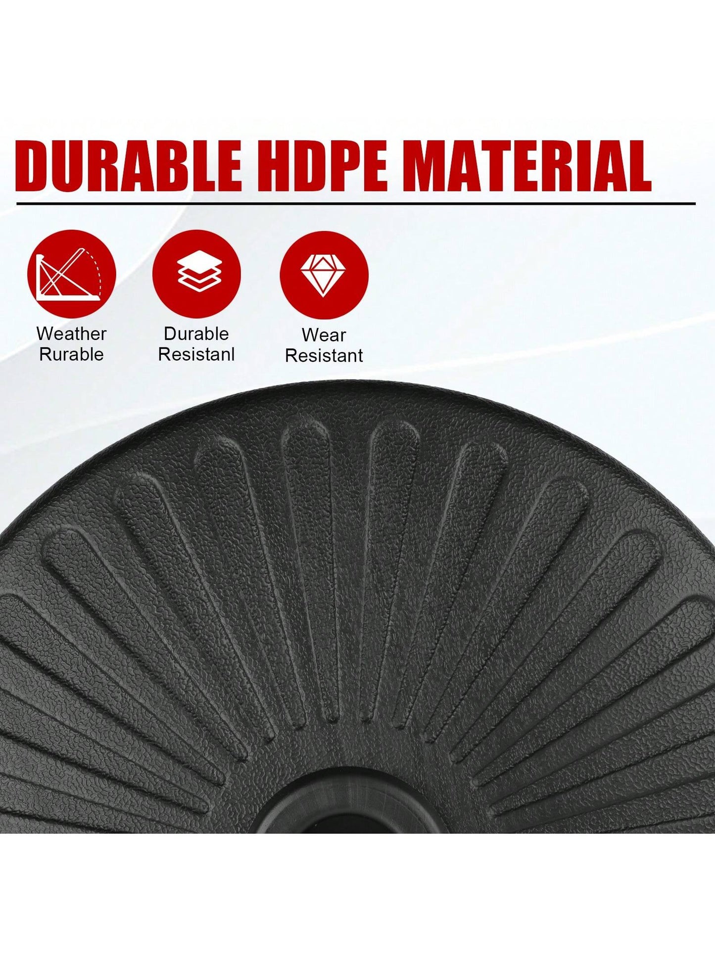 50LBS Round Umbrella Base Water Filled With Steel Umbrella Holder, Heavy Duty Fillable Umbrella Base Stand For Outdoor, Patio, Lawn, Garden (Black)