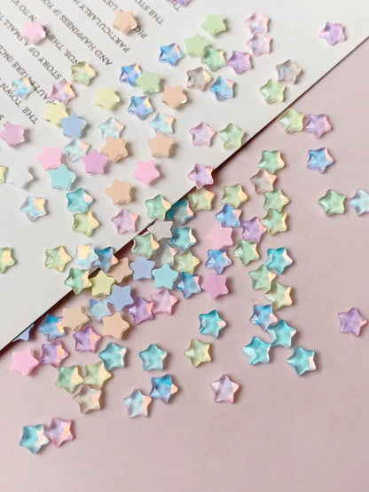 50pcs/Pack Flat Star-Shaped Rhinestone Nail Art Decorations, Summer Style DIY Nail Accessories Nail Charms