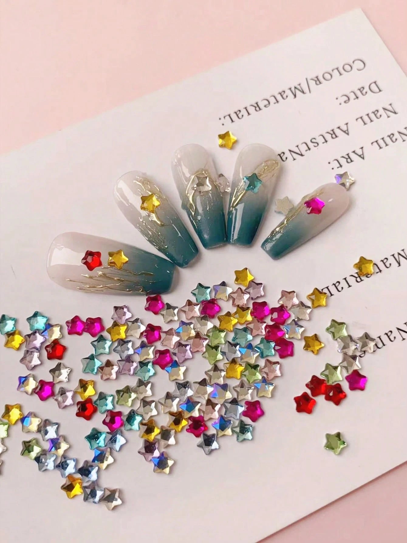 50pcs/Pack Flat Star-Shaped Rhinestone Nail Art Decorations, Summer Style DIY Nail Accessories Nail Charms