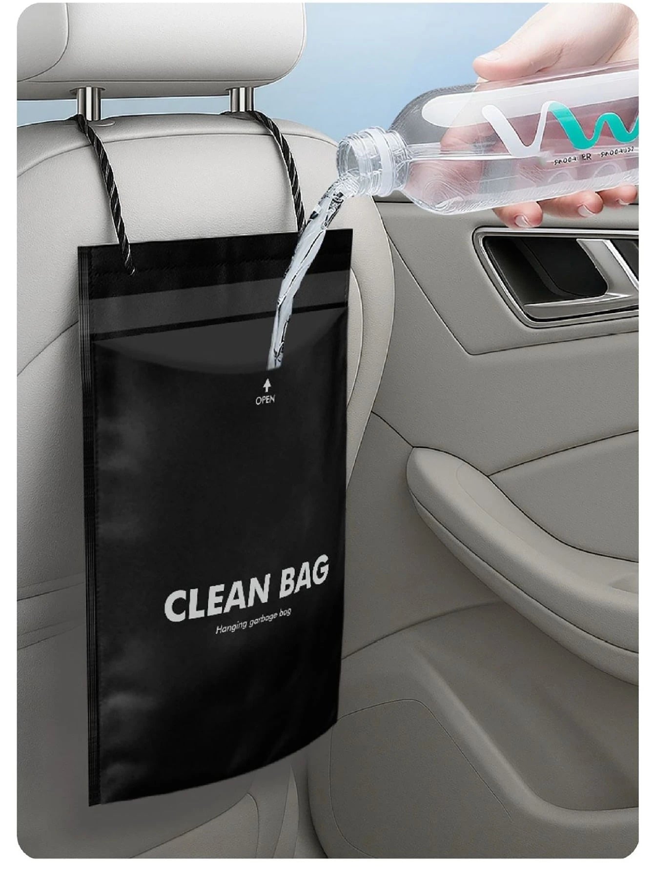50pcs Thick PE Trash Bags With Hanging Rope, Waterproof & Tear-Resistant Large Capacity Storage Bags For Vehicles, Home Or Office, Black Garbage Bags