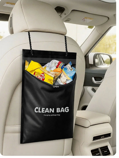 50pcs Thick PE Trash Bags With Hanging Rope, Waterproof & Tear-Resistant Large Capacity Storage Bags For Vehicles, Home Or Office, Black Garbage Bags