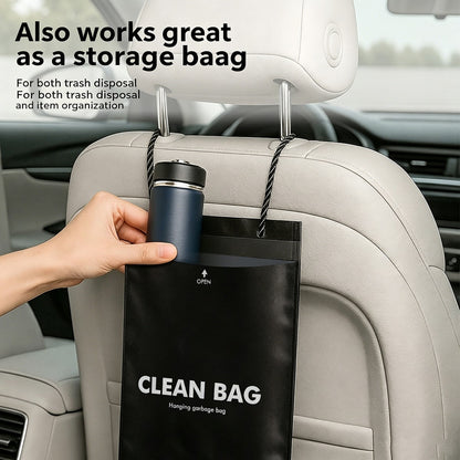 50pcs Thick PE Trash Bags With Hanging Rope, Waterproof & Tear-Resistant Large Capacity Storage Bags For Vehicles, Home Or Office, Black Garbage Bags