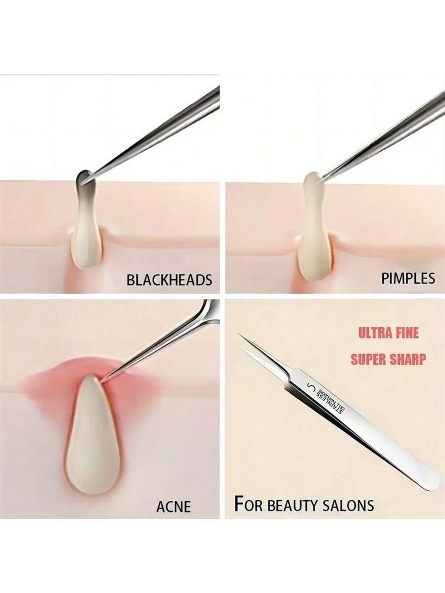 5mm Ultra Fine Blackhead Tweezers- Facial Beauty Acne Removal Tool For Skin Care