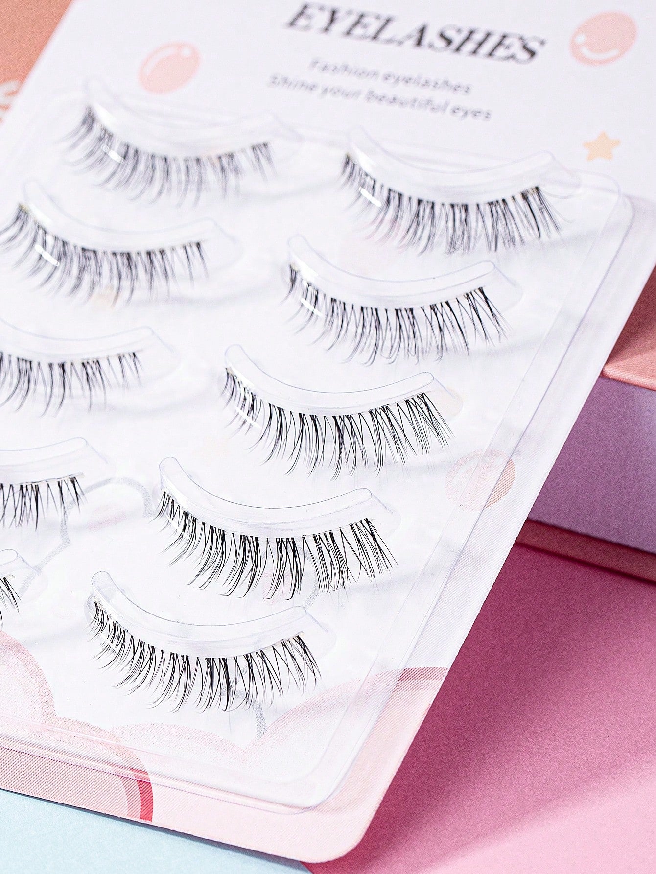 5pairs Natural-Looking Transparent Stem Mink-Like Soft & Comfortable Lovely False Eyelashes Strip Lashes, Lashes, Eyelashes, Fake Lashes