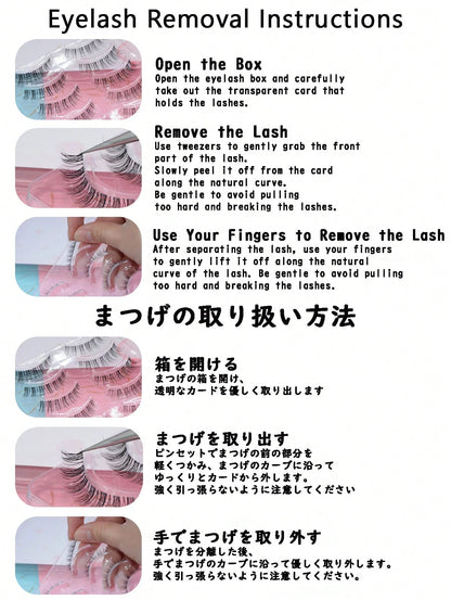 5pairs Natural-Looking Transparent Stem Mink-Like Soft & Comfortable Lovely False Eyelashes Strip Lashes, Lashes, Eyelashes, Fake Lashes