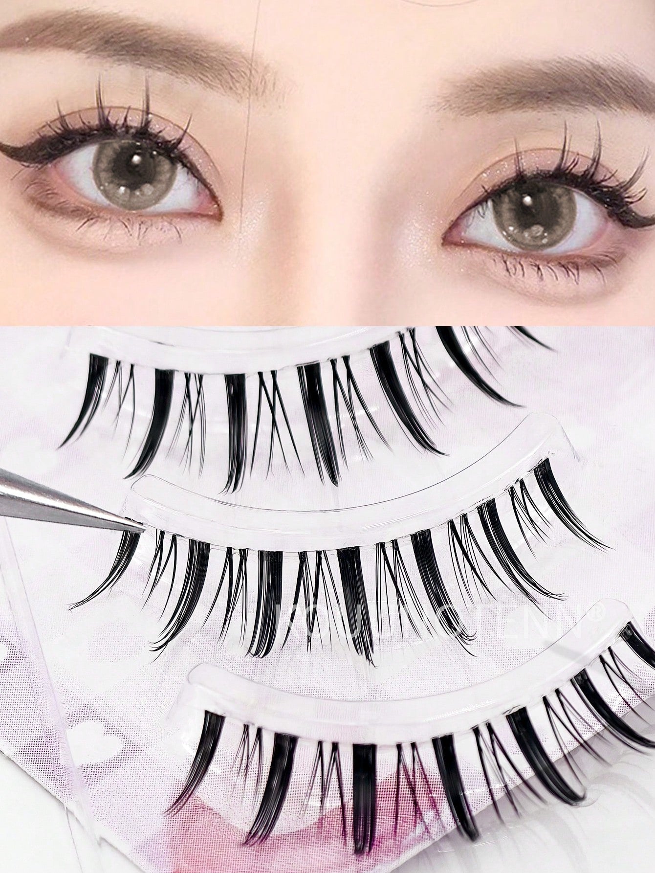 5pairs Natural-Looking Transparent Stem Mink-Like Soft & Comfortable Lovely False Eyelashes Strip Lashes, Lashes, Eyelashes, Fake Lashes