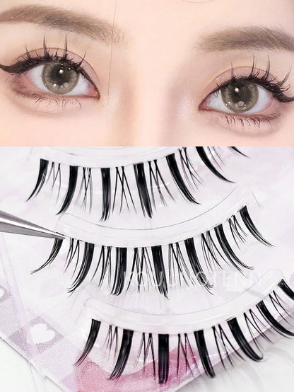 5pairs Natural-Looking Transparent Stem Mink-Like Soft & Comfortable Lovely False Eyelashes Strip Lashes, Lashes, Eyelashes, Fake Lashes