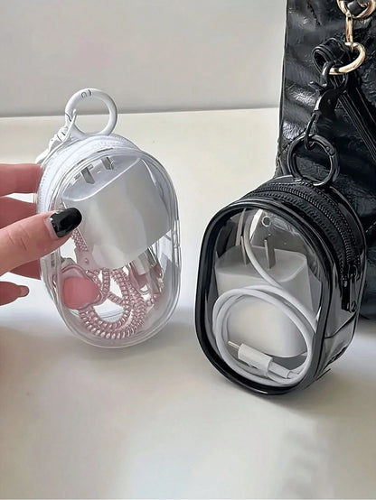 5pcs/2pcs/1pc Portable Mini Transparent Zipper Storage Bag, Small Multi-Functional Storage Bag, Transparent Travel Accessory Pouch, Travel Essentials, Electronic Organizer