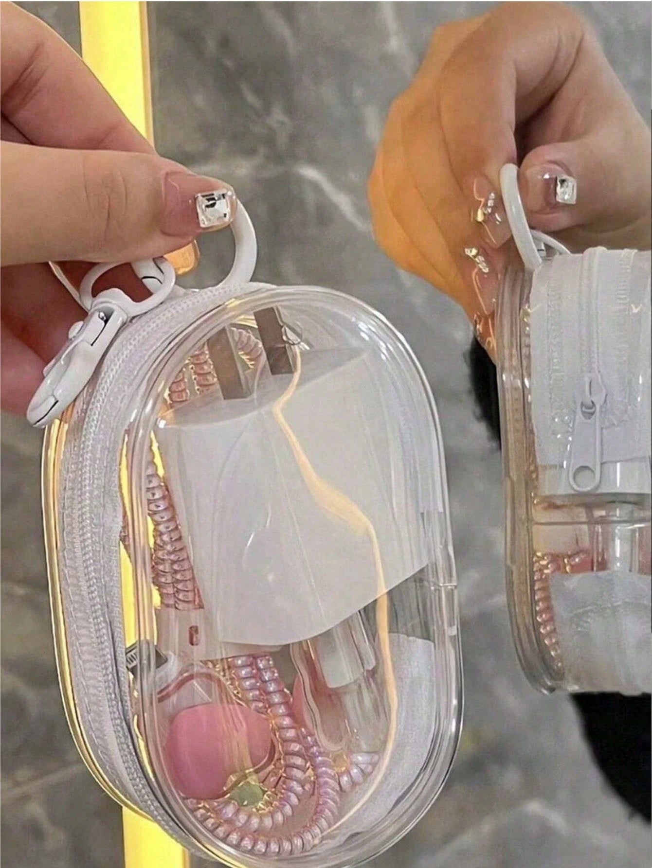 5pcs/2pcs/1pc Portable Mini Transparent Zipper Storage Bag, Small Multi-Functional Storage Bag, Transparent Travel Accessory Pouch, Travel Essentials, Electronic Organizer