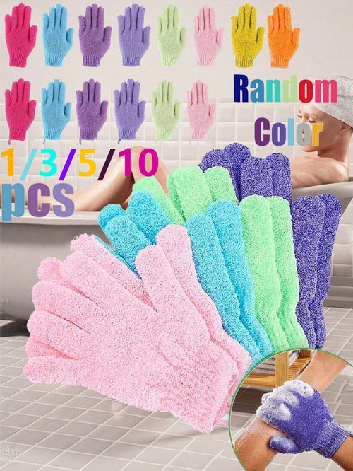 5pcs/3pcs/2pcs Exfoliating Bath Gloves, Easy Lathering, Soft Texture, Double-Sided, Reusable, Gentle Care For Skin, Bath Sponge, Suitable For Home Daily Scrubbing, Bath SPA Body Massage And Exfoliatio