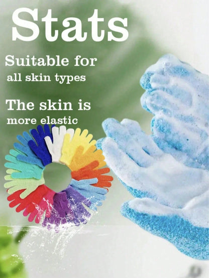 5pcs/3pcs/2pcs Exfoliating Bath Gloves, Easy Lathering, Soft Texture, Double-Sided, Reusable, Gentle Care For Skin, Bath Sponge, Suitable For Home Daily Scrubbing, Bath SPA Body Massage And Exfoliatio