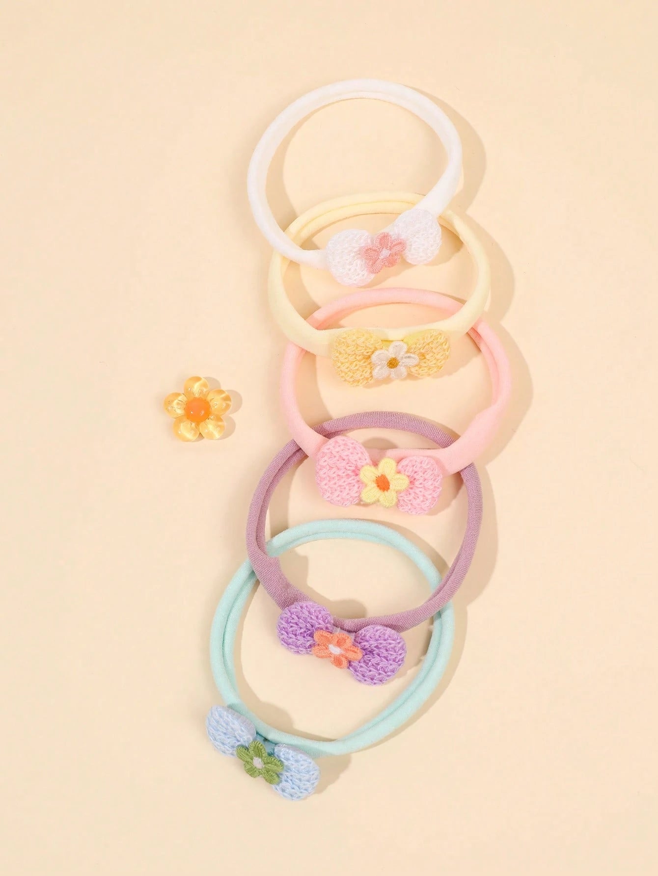 5Pcs Baby Girls' Cute Colorful Bow Elastic Headbands, Sweet Knit Floral Soft Headbands, Gift For Daughter, Cute Hair Accessories.