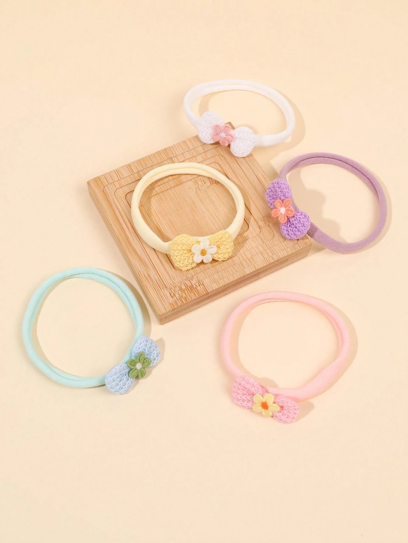 5Pcs Baby Girls' Cute Colorful Bow Elastic Headbands, Sweet Knit Floral Soft Headbands, Gift For Daughter, Cute Hair Accessories.